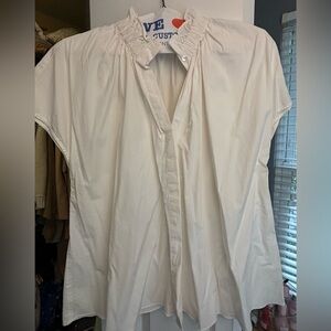 Pomander Place size L white Ruffle top shirt with billowy bottom